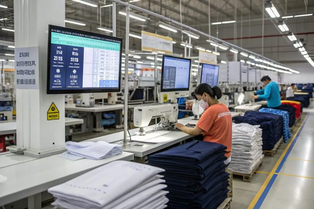 Automated garment production with digital monitoring