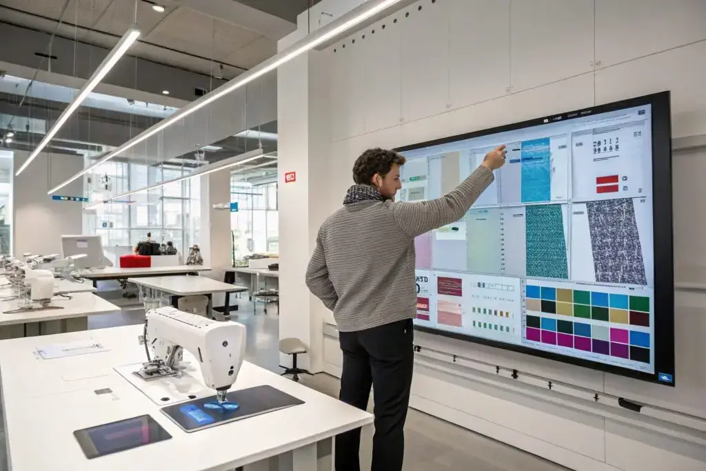 Digital textile design in an advanced fashion studio