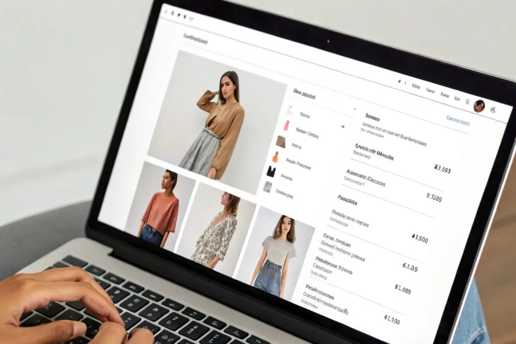 Person browsing women's fashion items online