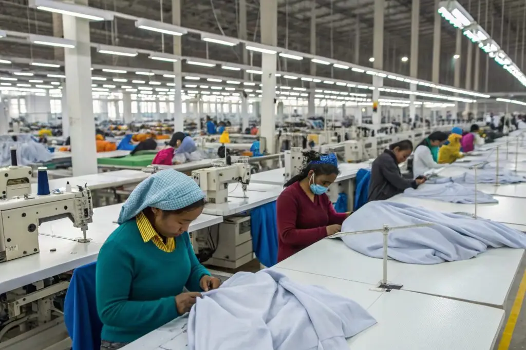 Large-scale apparel production in a modern factory