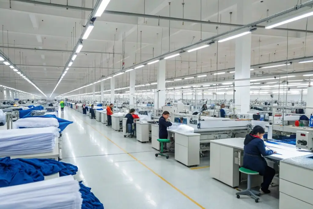 Modern textile factory with large-scale garment production