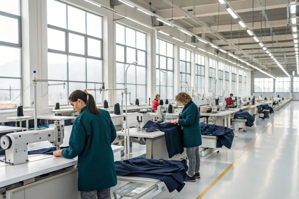Modern garment production in a spacious factory