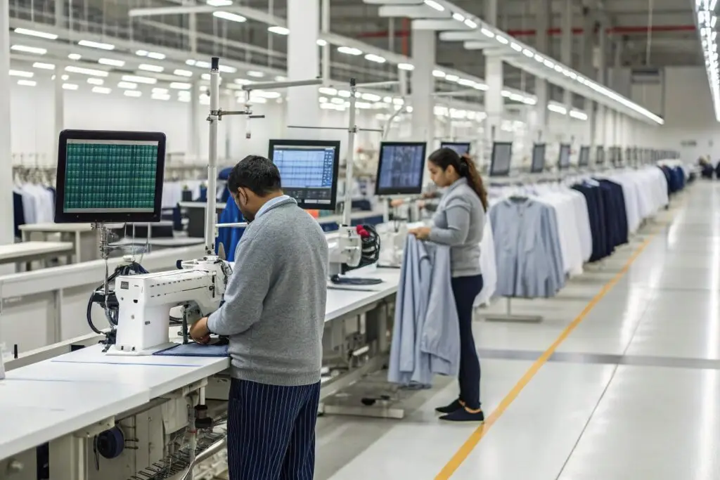 Automated garment production in a modern factory