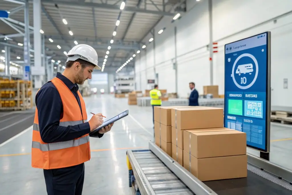 A modern logistics center with automated freight processing, ensuring efficient apparel shipments