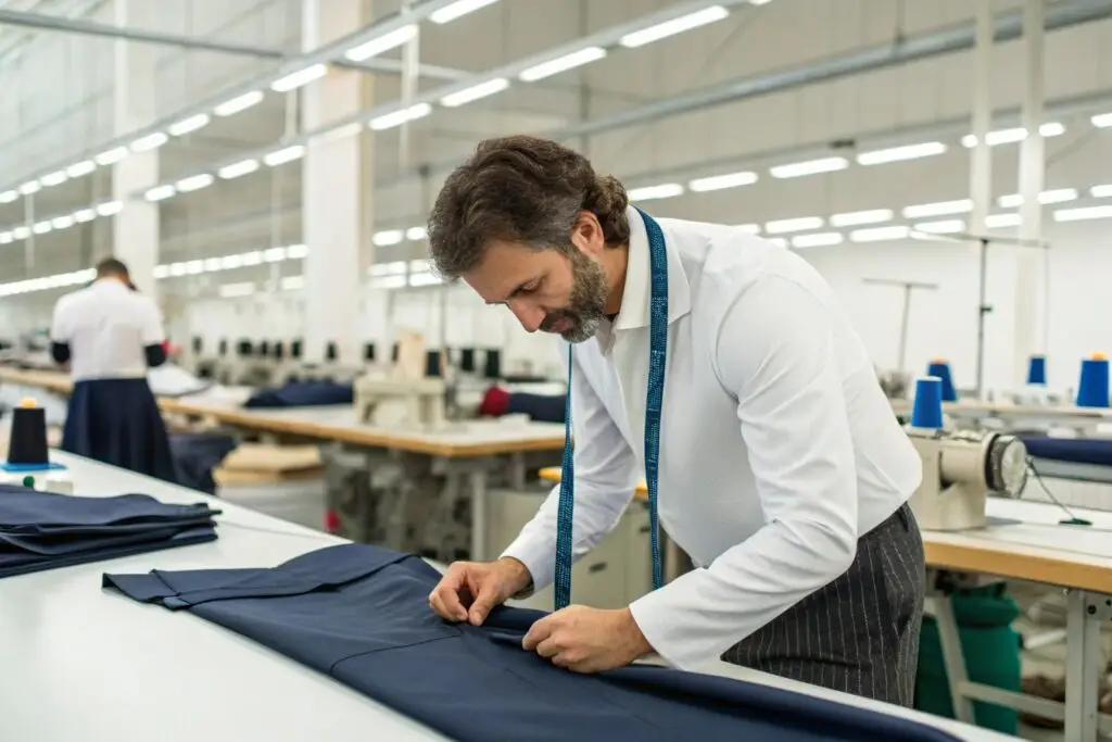 Professional tailor sewing garments with precision