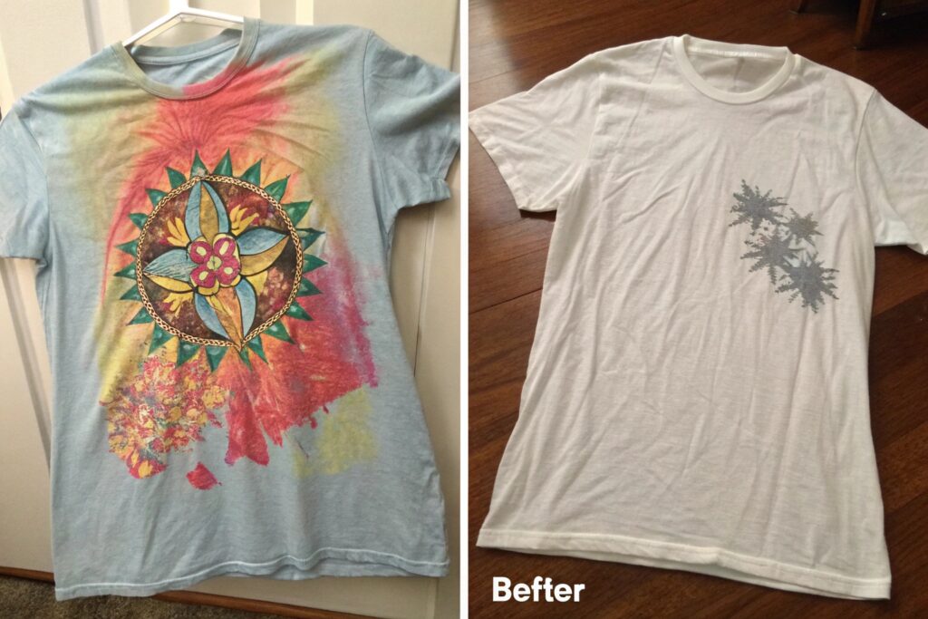 Comparison of screen-printed t-shirts before and after washing