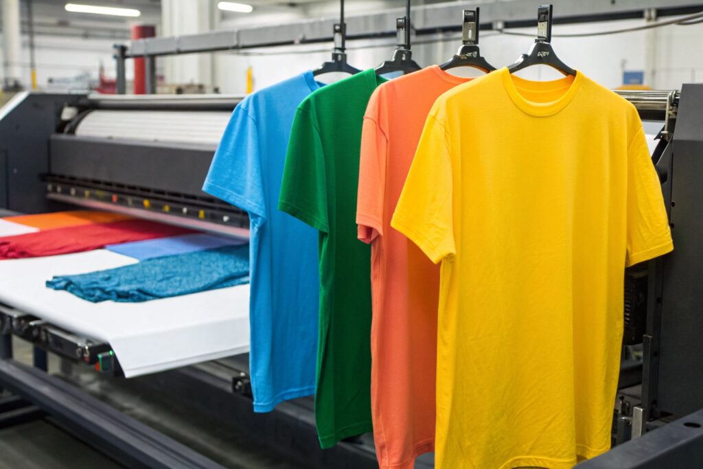 A side-by-side comparison of three clothing printing techniques