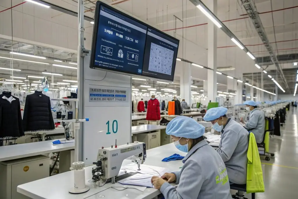 State-of-the-art apparel factory producing high-quality garments with digital monitoring