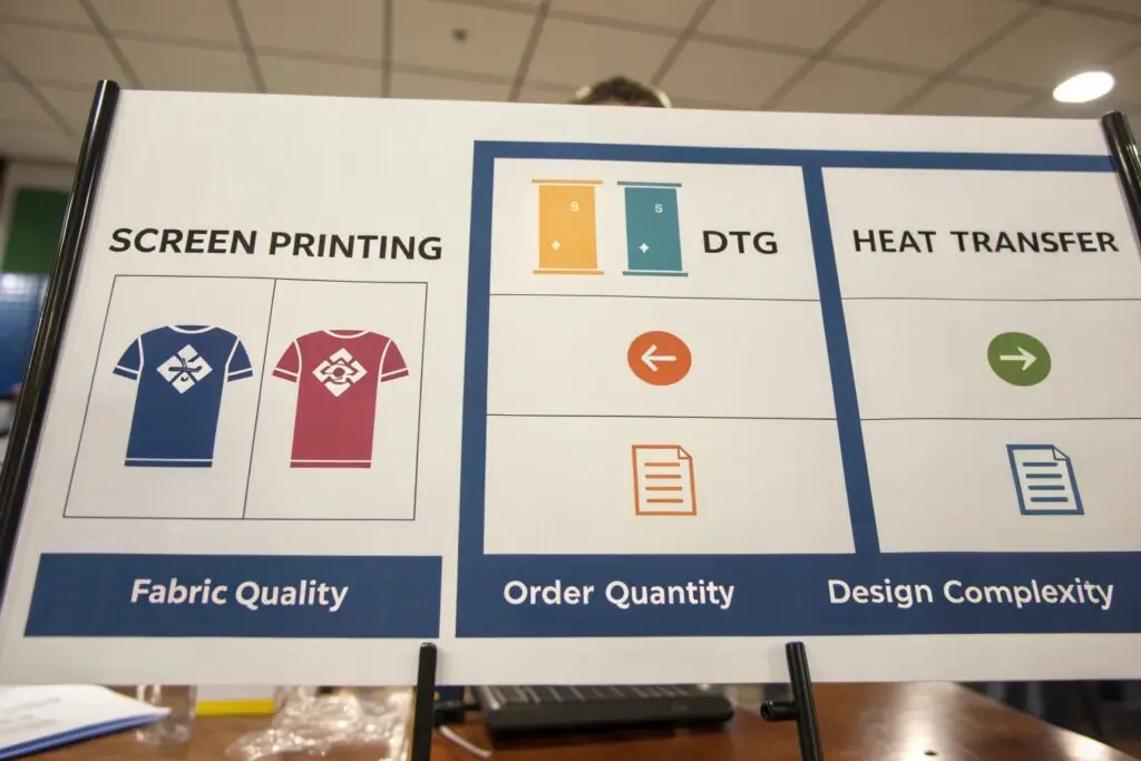 Comparison chart of t-shirt printing methods