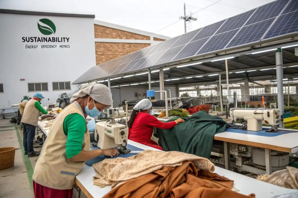 Eco-friendly clothing factory using solar energy for sustainable production