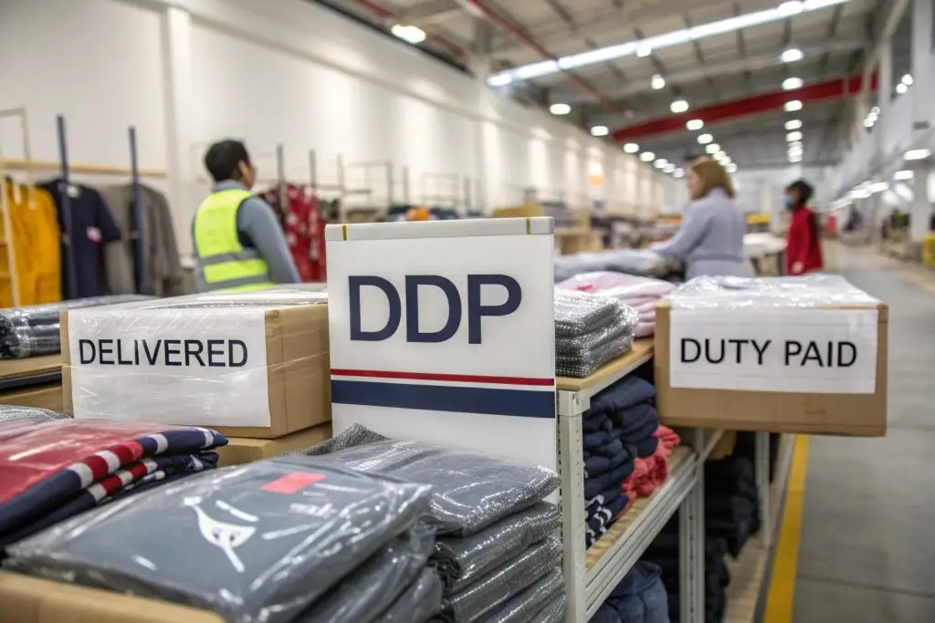 Organized Warehouse with Clothing Packages