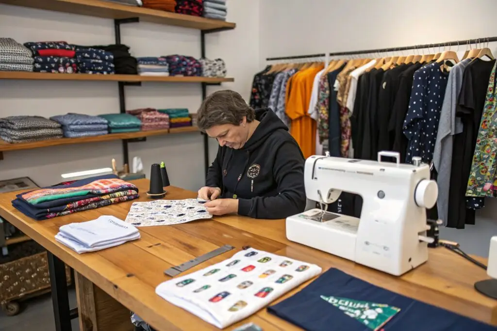 Fashion designer working on custom fabric patterns