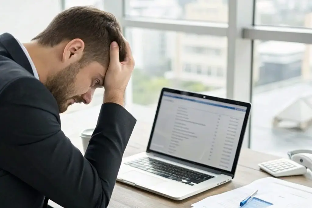 Business owner stressed over financial issues at work