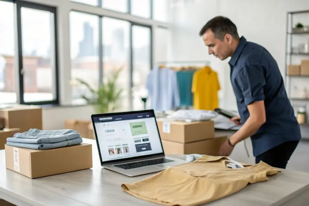 Business owner managing a shop