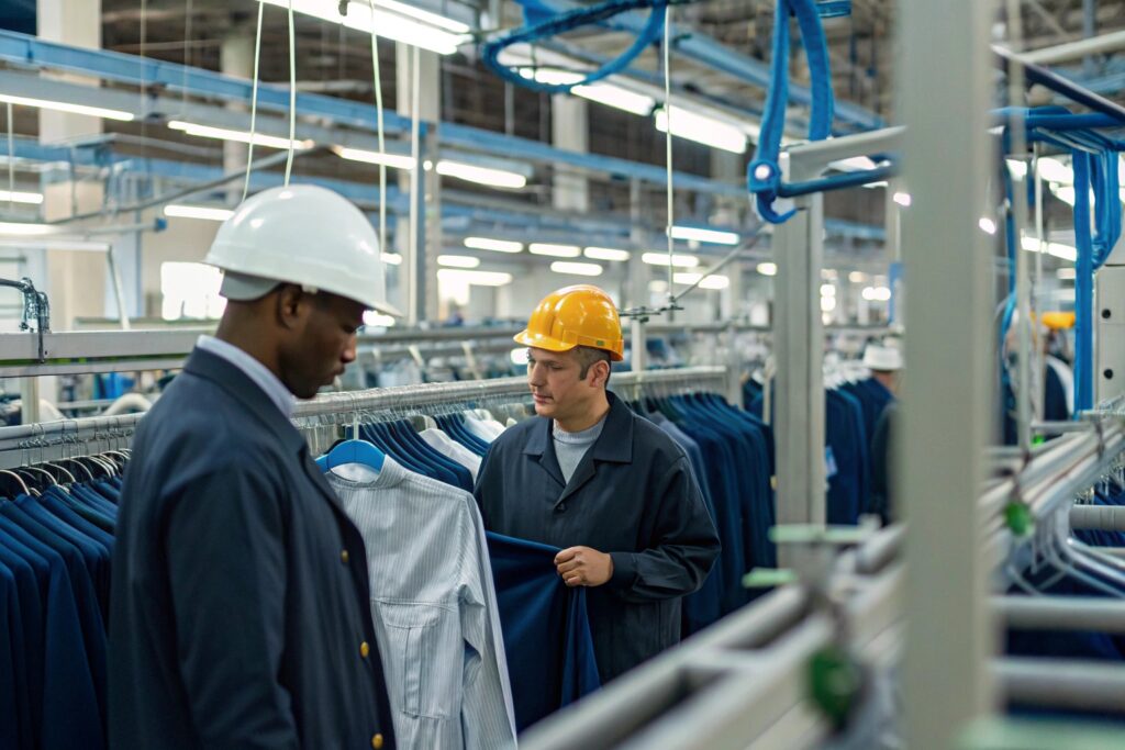 Clothing factory with efficient production line