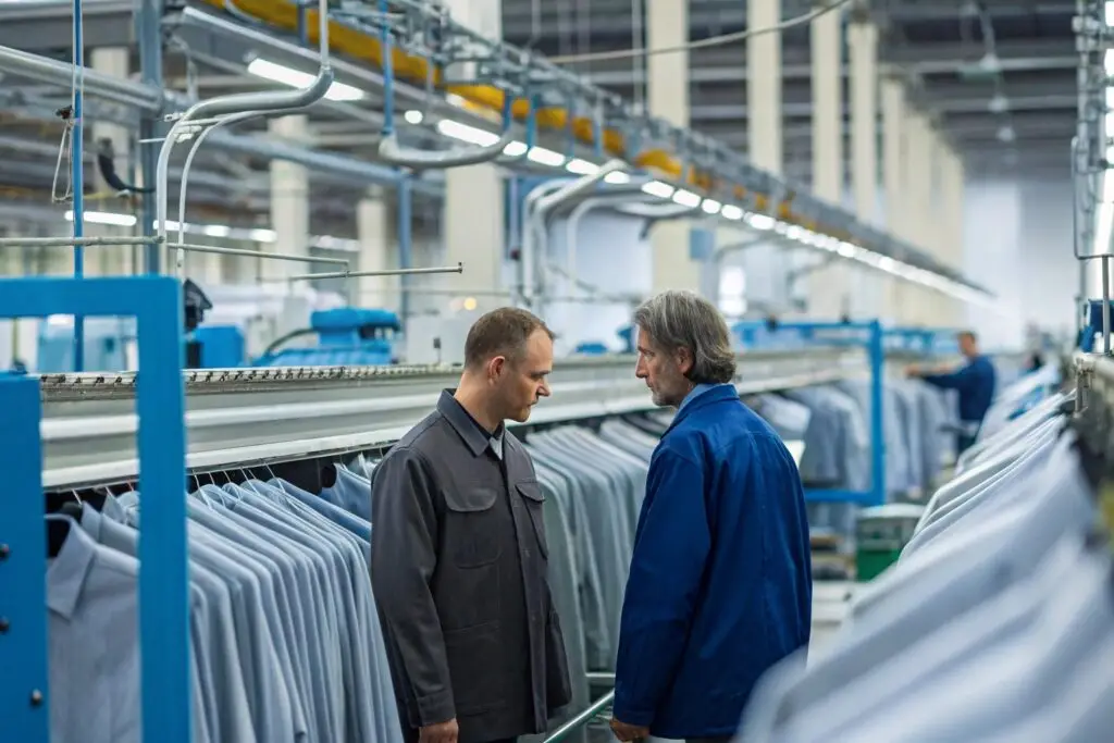 Modern clothing factory using steel automation