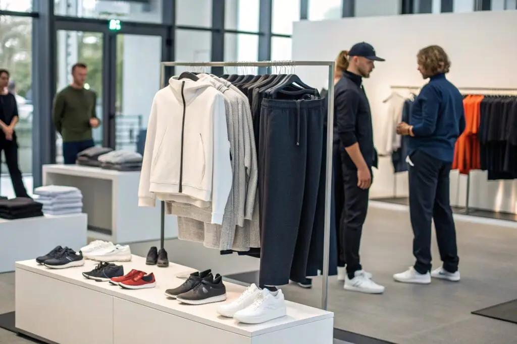 Curated display featuring top athleisure fashion