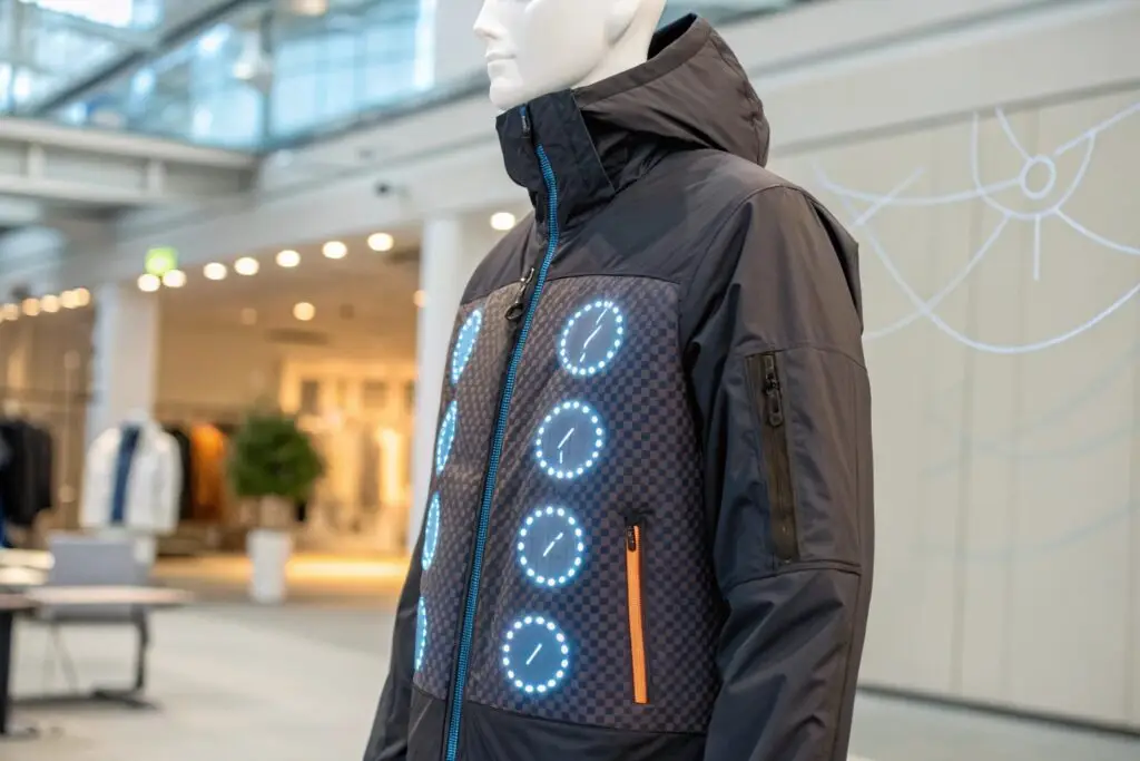 Futuristic smart jacket with LED display technology