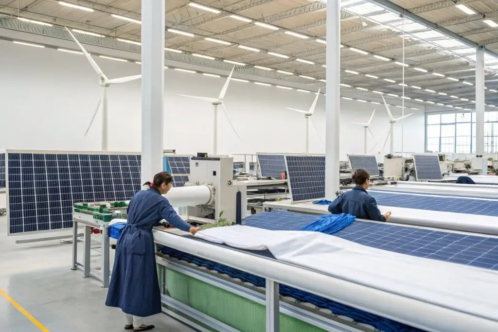 Sustainable textile factory powered by solar and wind energy