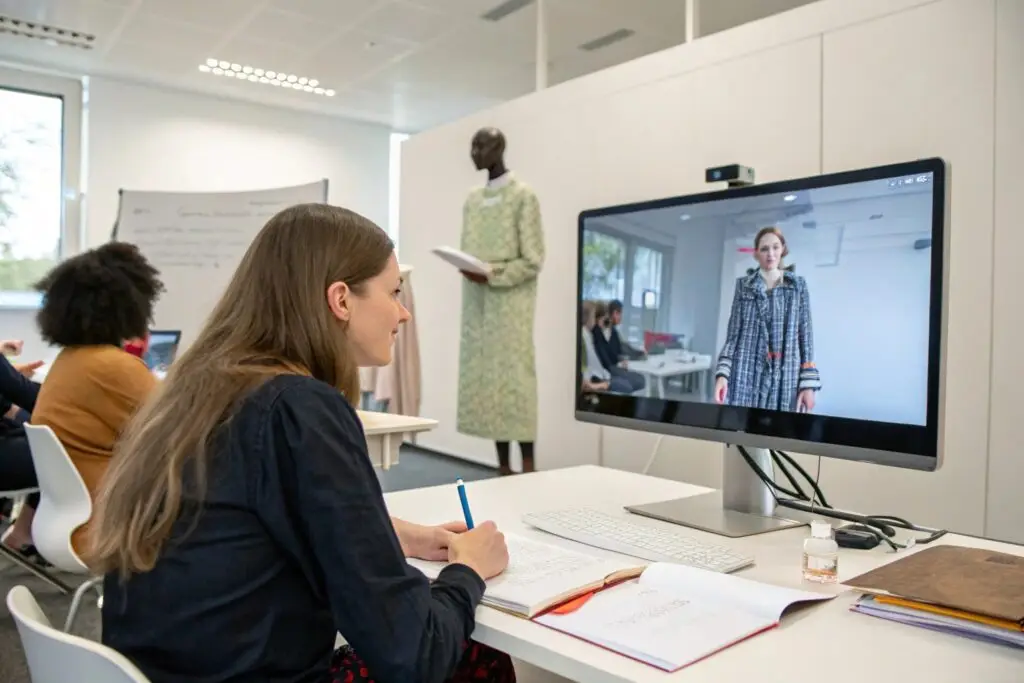 Student attending a live fashion show for learning purposes