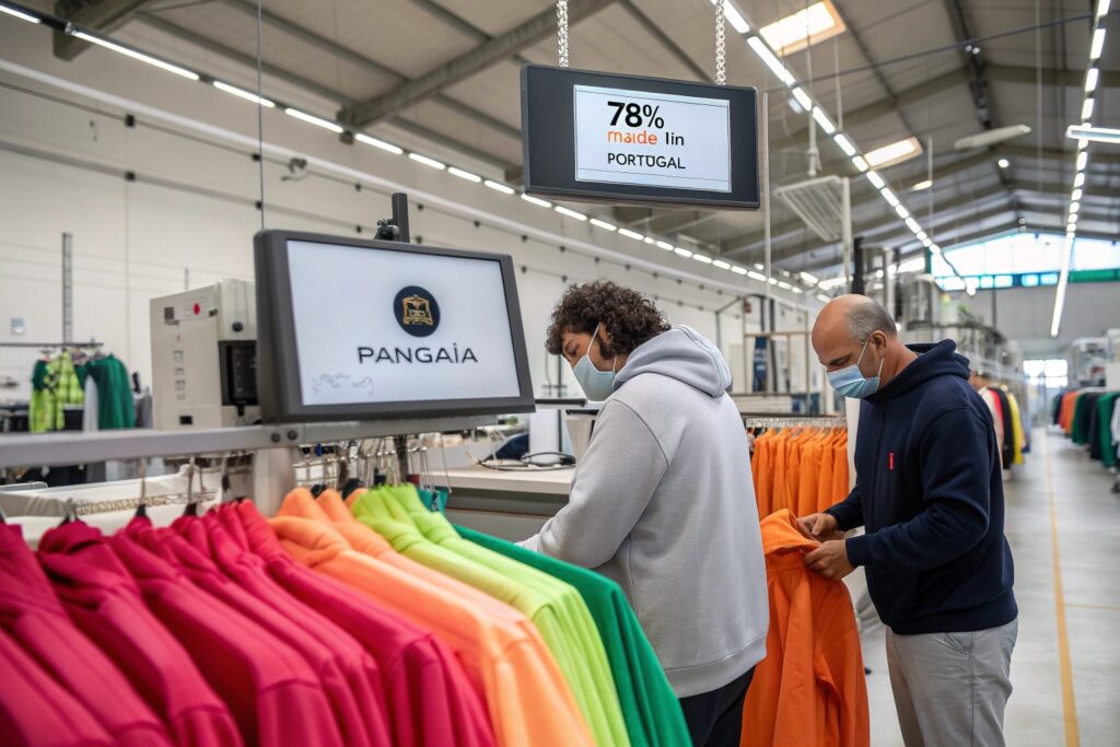 Sustainable garment factory in Portugal with 78% eco-friendly production, showcasing commitment to environmentally conscious manufacturing