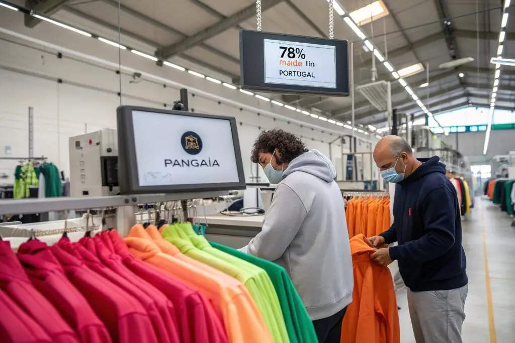 Sustainable garment factory in Portugal with 78% eco-friendly production, showcasing commitment to environmentally conscious manufacturing