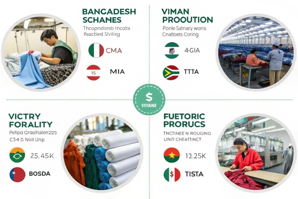 Infographic comparing clothing production in different countries