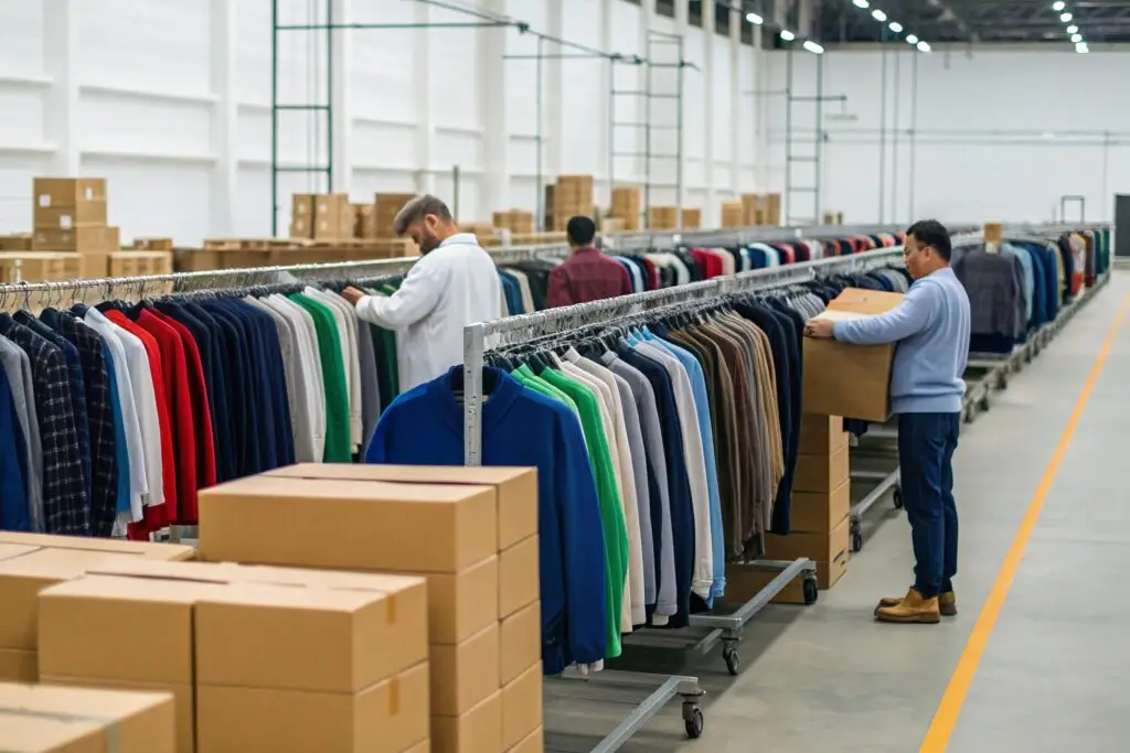 Wholesale clothing warehouse with bulk garments