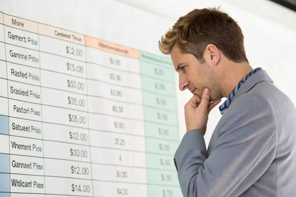 Business owner comparing wholesale prices