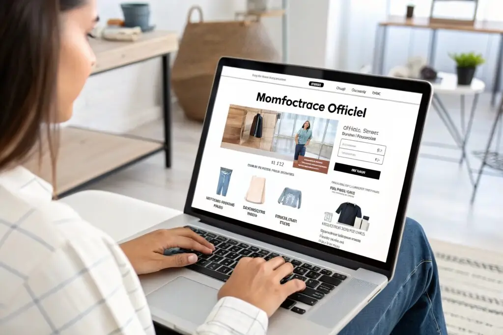 Consumer browsing an apparel website on a laptop