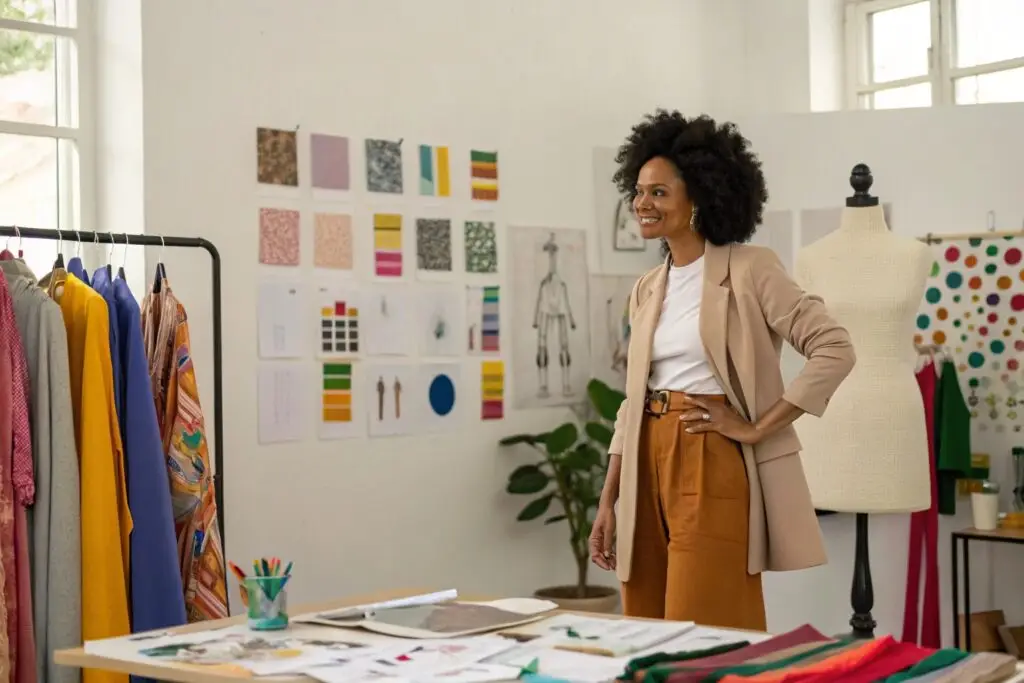 Fashion designer presenting new collection