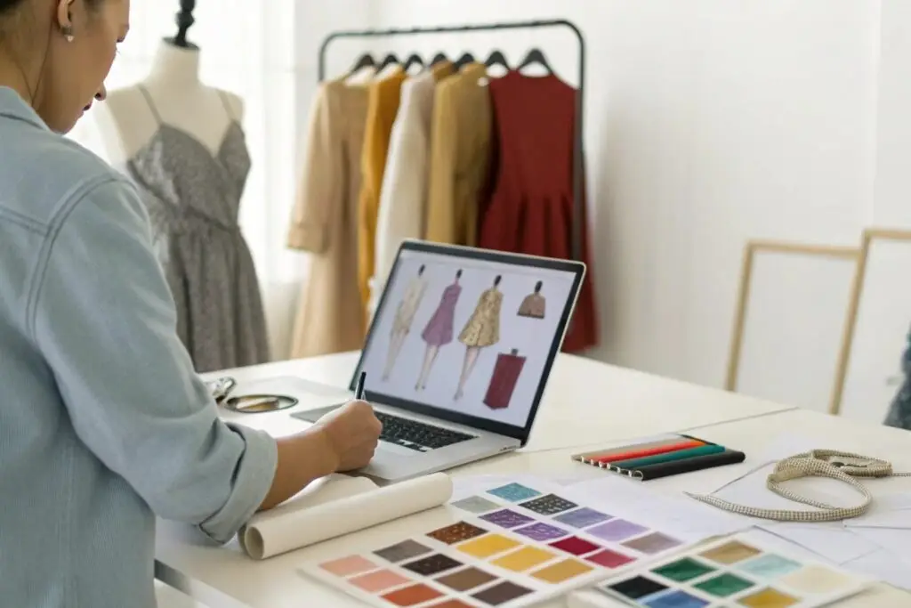 Fashion designer working on digital designs