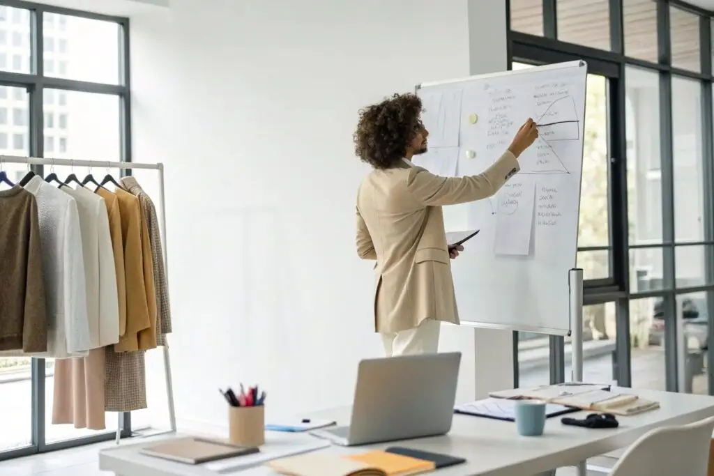 Fashion entrepreneur planning business strategy in the office