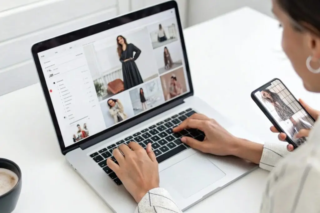 Fashion entrepreneur managing online store and social media marketing