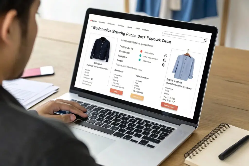 Online clothing supplier platform, comparing apparel options