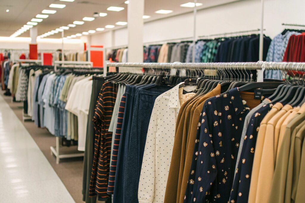 Clothing display with shirts and pants