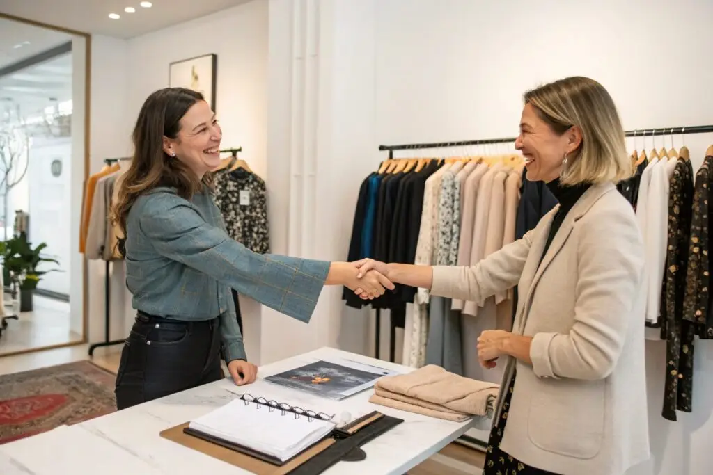 Successful business agreement in fashion store