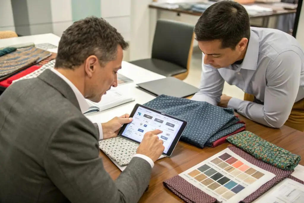Fabric selection and digital order management in textile business