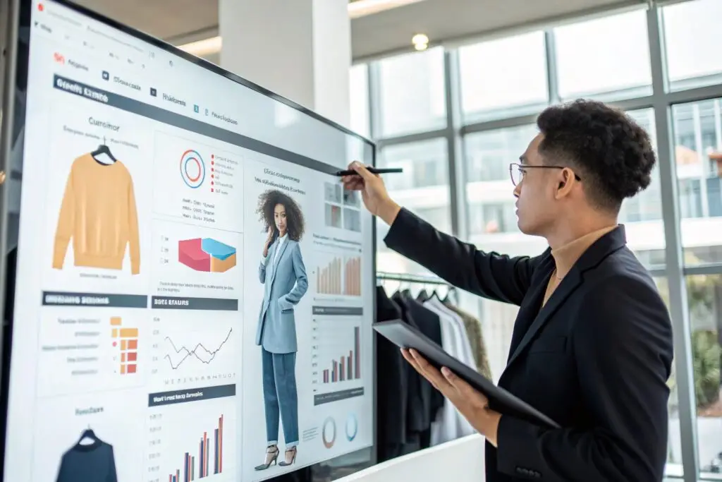 Fashion market analysis, digital trends presentation for apparel business