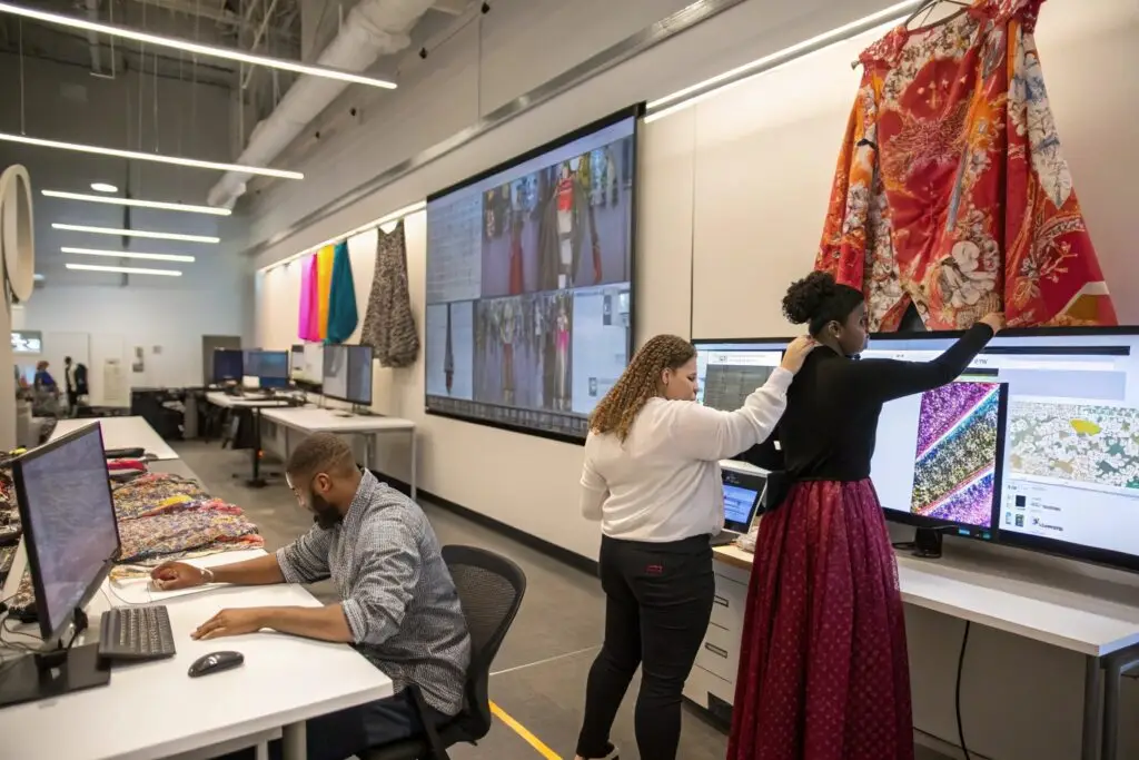 Fashion designers working in a digital studio