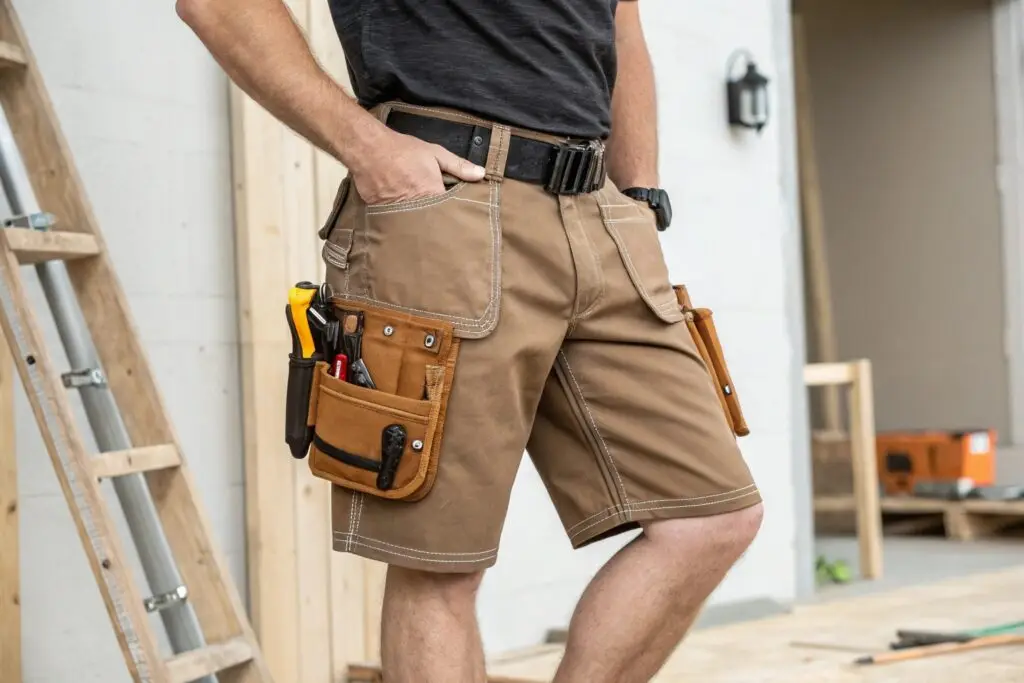 Men's workwear tool shorts, durable utility design