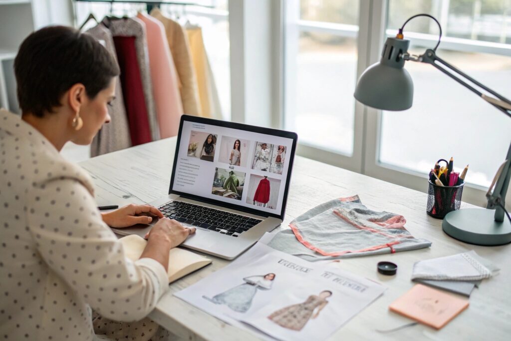 Fashion designer working on new clothing collection