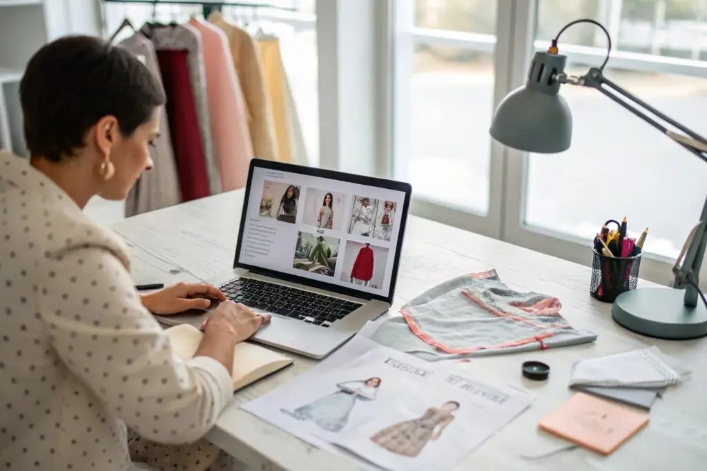 Fashion designer working on new clothing collection