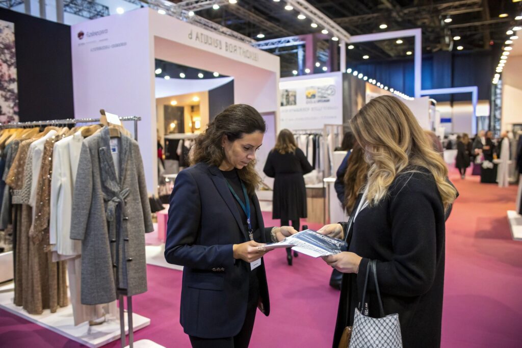Business meeting at fashion trade show