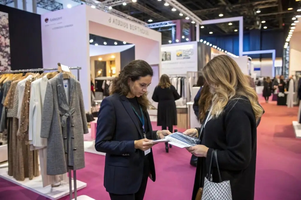 Business meeting at fashion trade show