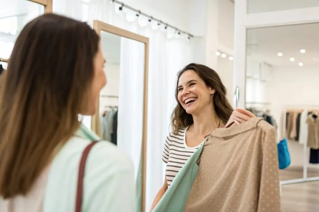 two identical garments with different size labels
