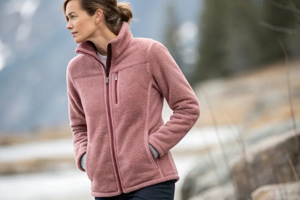 Women's soft fleece jacket in dusty pink