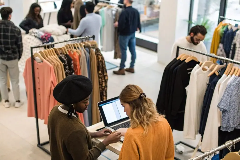 Customers shopping in an online apparel store