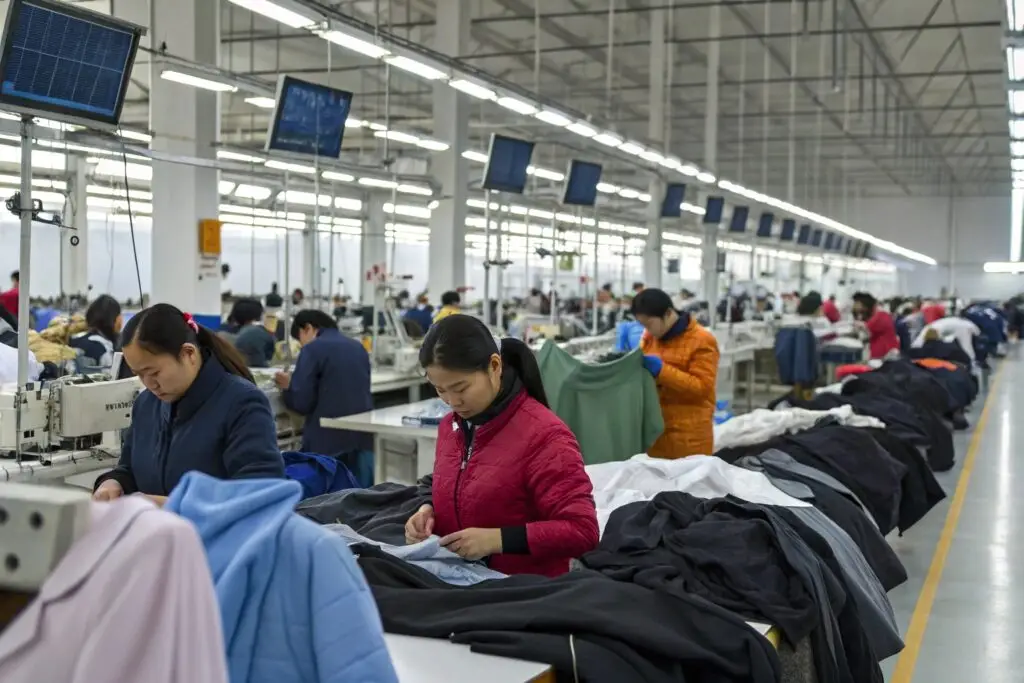 Chinese apparel factory with multiple clothing production lines