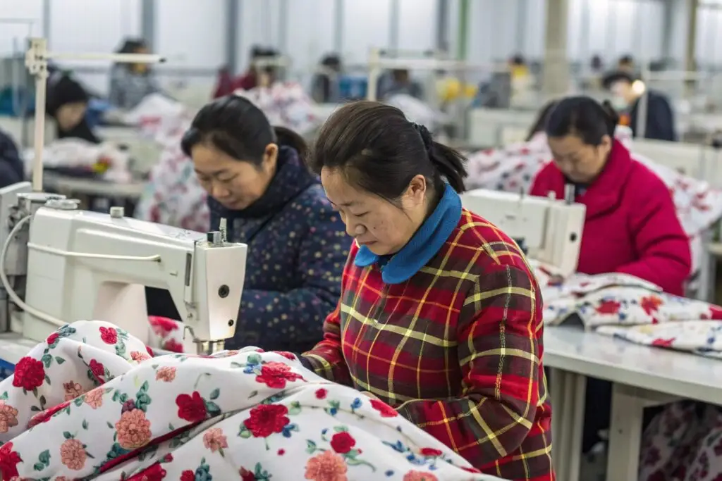 A Chinese apparel factory working on custom orders